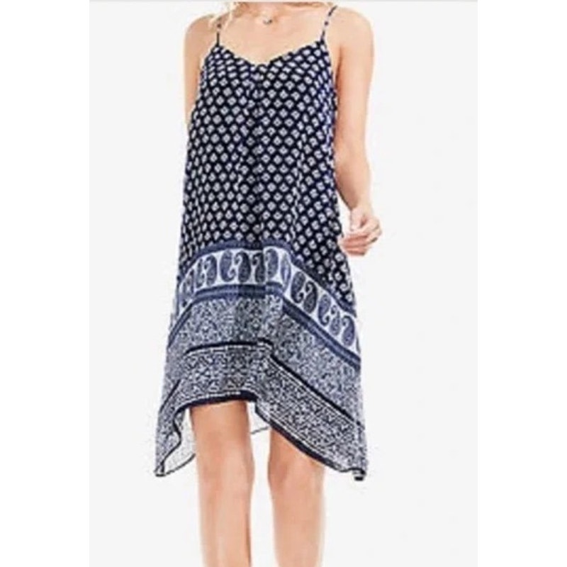 Two By Vince Camuto Blue Paisely Print Midi Slip Dress Size: S